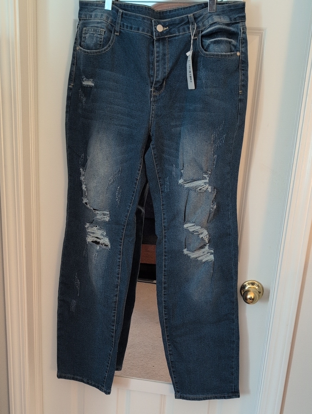 Dark Blue Distressed Women's Tall Jeans